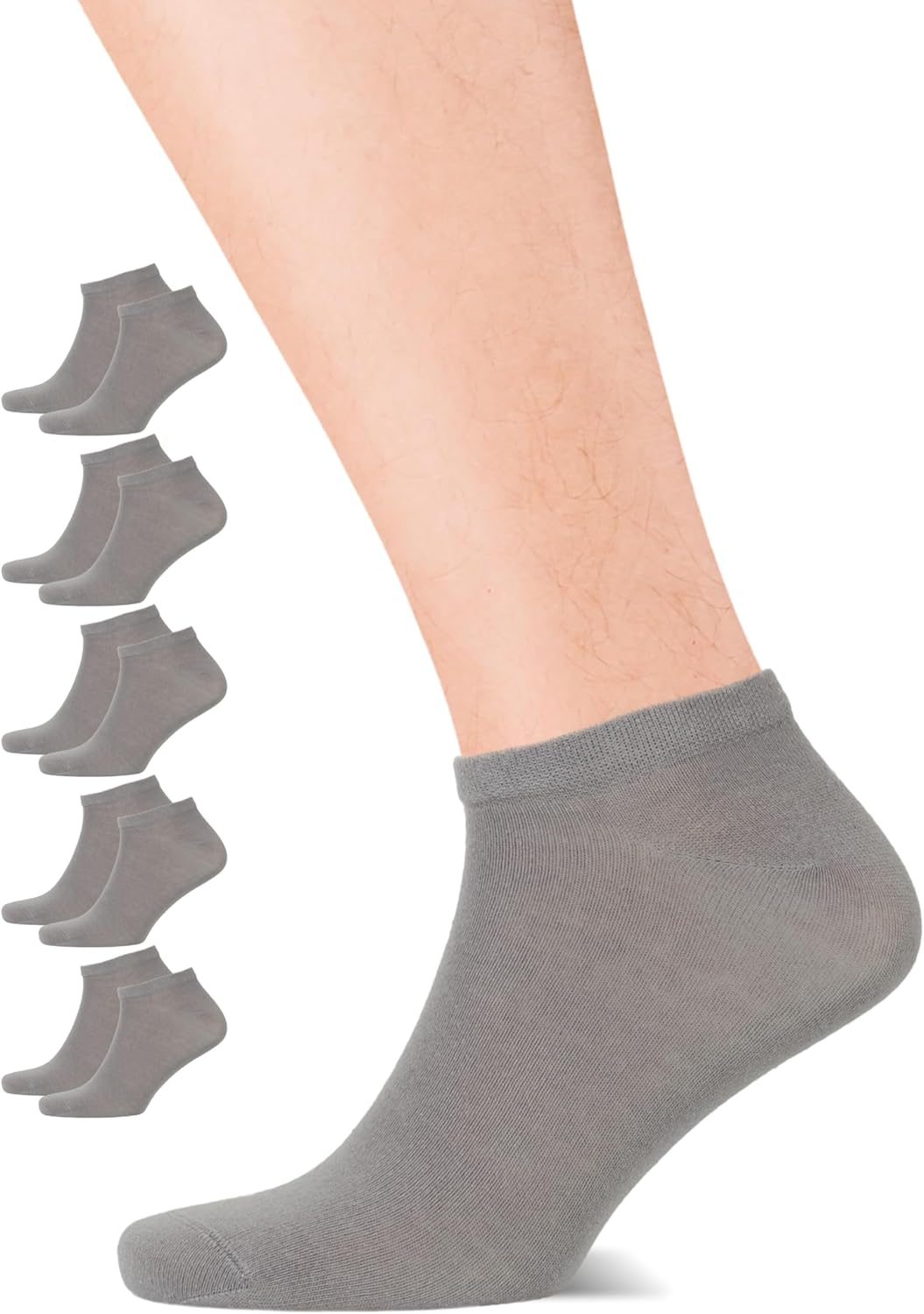 Men's No-Show Liner Socks, Premium Cotton, Size 8-12, 5 Pairs