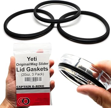 Captain O-Ring Replacement Lid Seal Gaskets for Yeti Stainless Steel Insulated Tumbler Mugs 3 Pack [20 oz Lid Size]