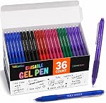 Volcanics Retractable Clicker Erasable Gel Pens - 0.7mm Ball Point, Heat Erase with Built-in Eraser, 12 Pack Blue