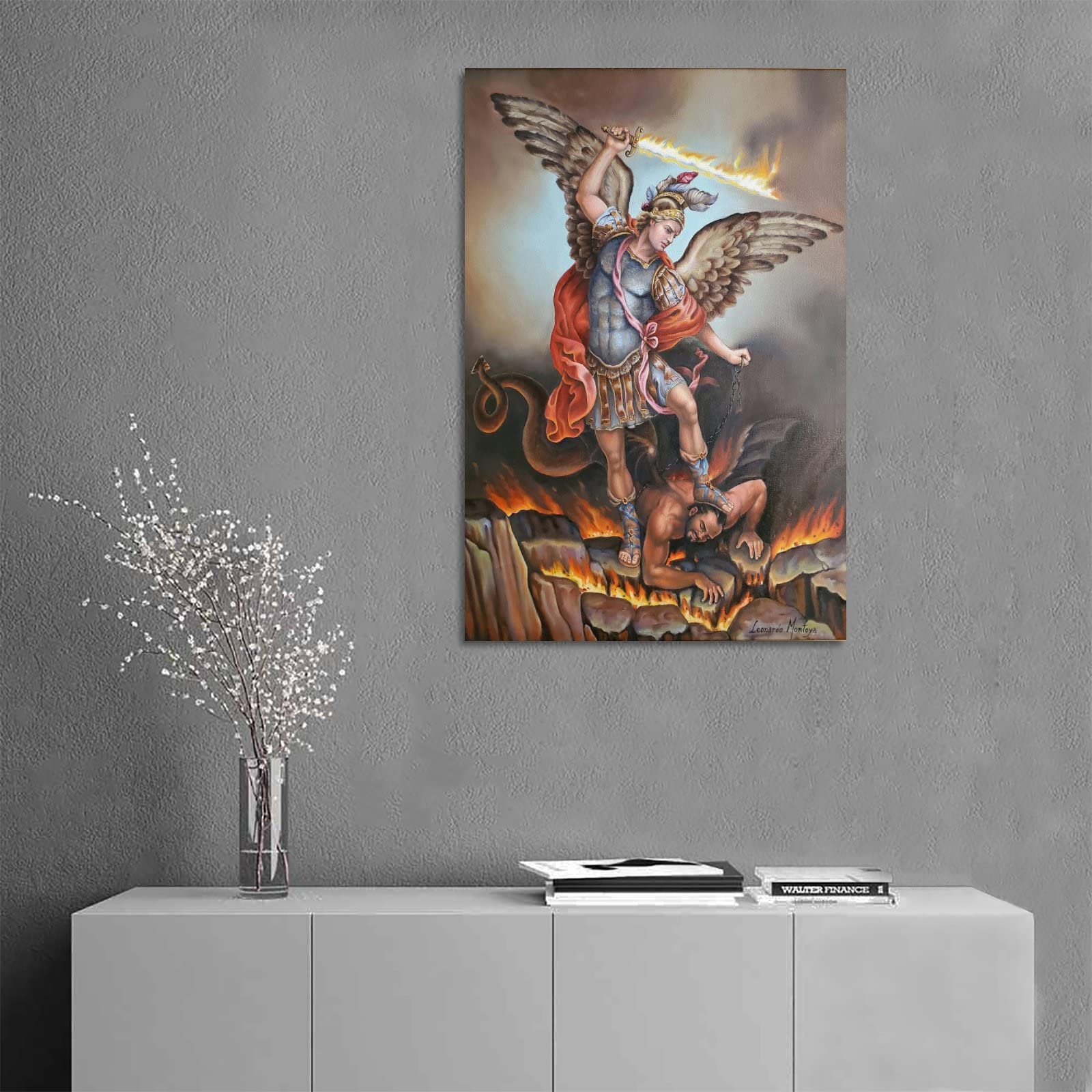 Amazon.com: ZTJ Archangel Saint Michael Conquers Satan Canvas Art 