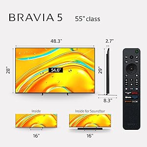 Sony BRAVIA 5 55 Inch TV, Mini LED, 4K Smart Google TV, XR Processor with AI Technology,120hz Television with Dolby Vision/Atmos, Exclusive Features for PlayStation5, K-55XR50, 2025 Model