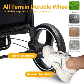 Wagon Stroller for 4 Kids, Luxury 4 Seater All-Terrain Baby Tandem Push&Pull Foldable Stroller with 5-Point Harness, Adjustable Canopy & Snack Tray for Toddlers Beach Park Outdoor