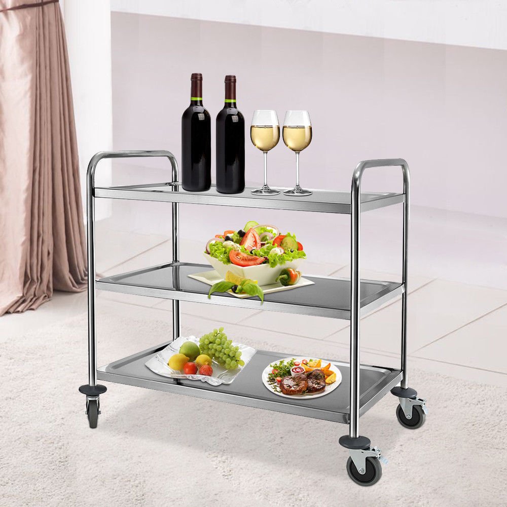 Vogue Carrello da catering grande, 3 piani, 930 x 860 x 535 mm, in acciaio inox