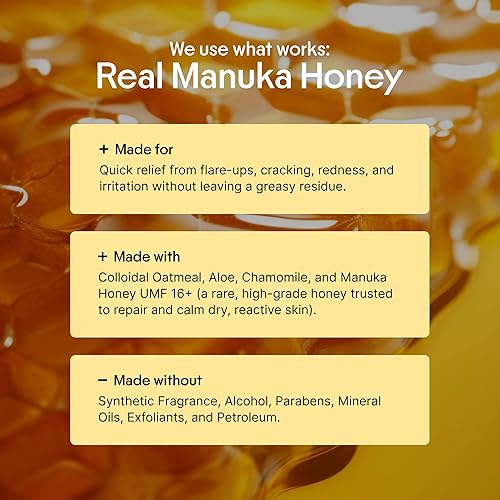 Miniatura 3 de Crema de miel para picor por sequedad, agretamiento e irritación de la piel. Tratamiento de avena de Manuka&Colloidal para dermatitis, herpes