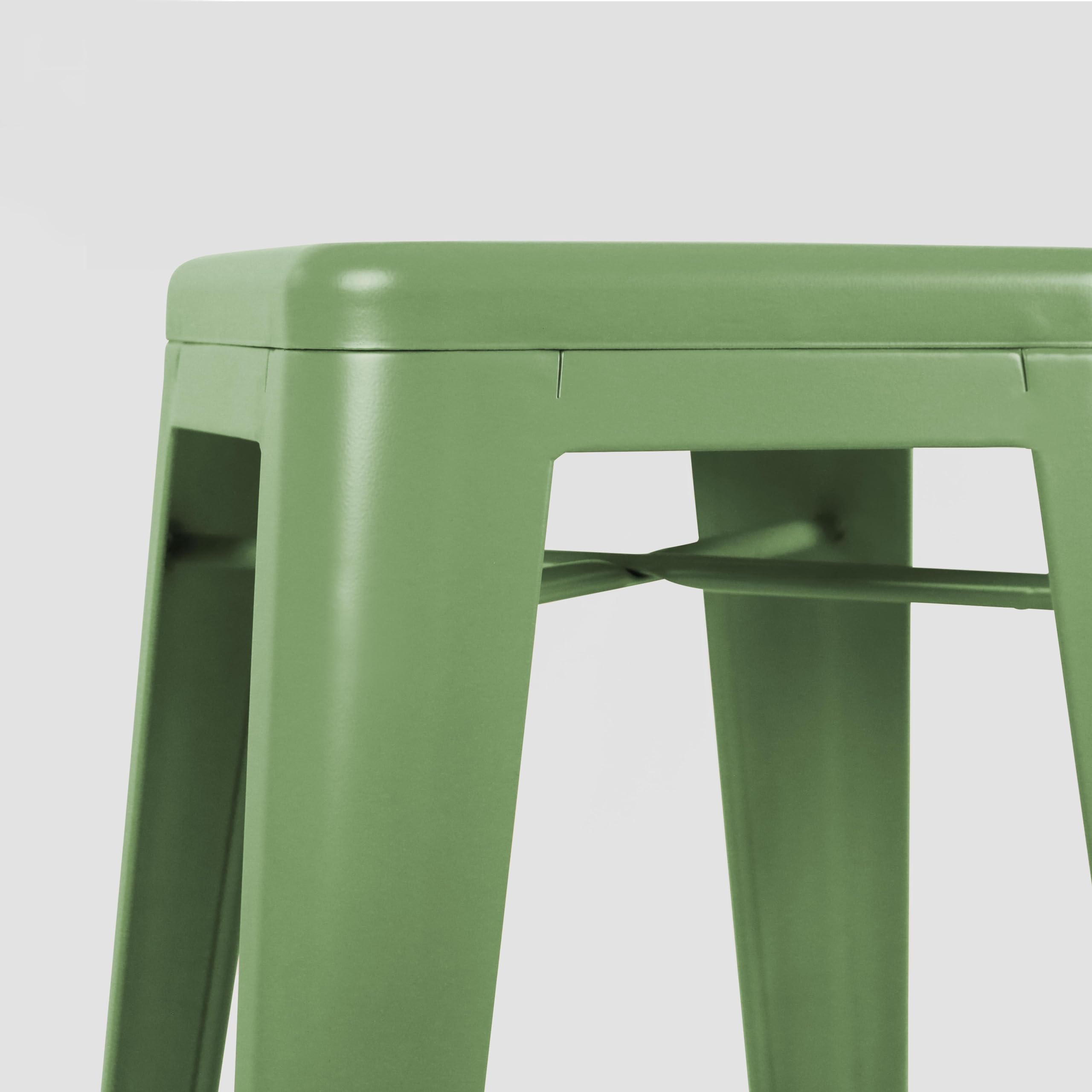 Oviala Lot de 4 tabourets de terrasse en métal Mat Vert Cactus