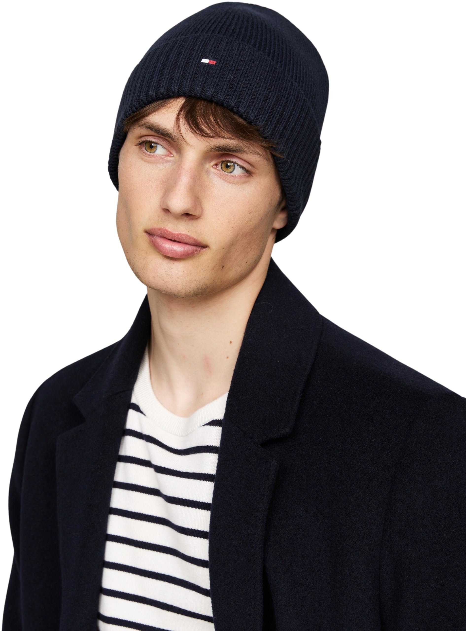 Tommy Hilfiger Uomo Berretto in Maglia Flag Cotton Beanie con Cachemire