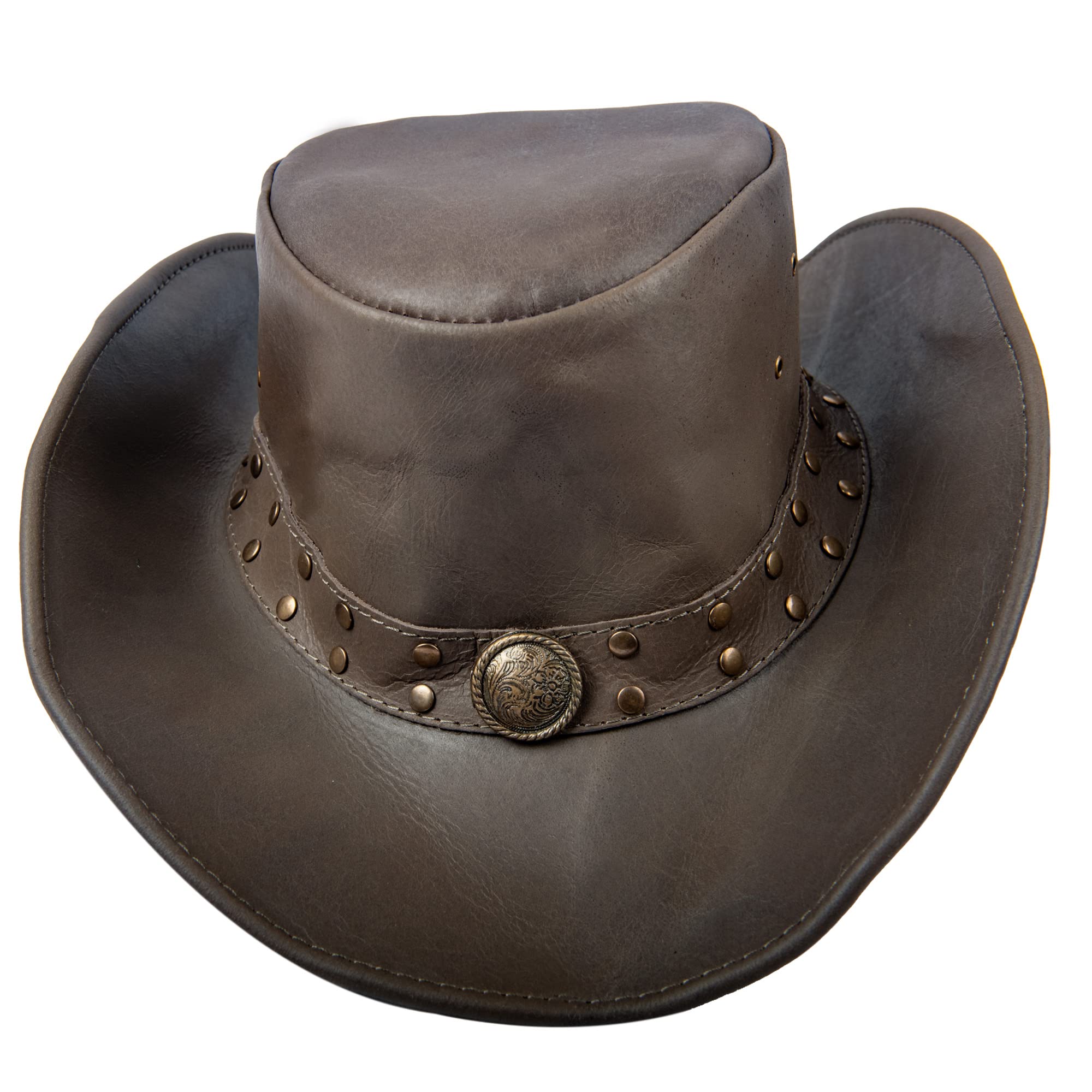 HularaLeather Cowboy Hat Leather Hats for Men Women's Cowboy Hats Cowboy Hat Men Western Handcrafted Leather Cowboy Hat