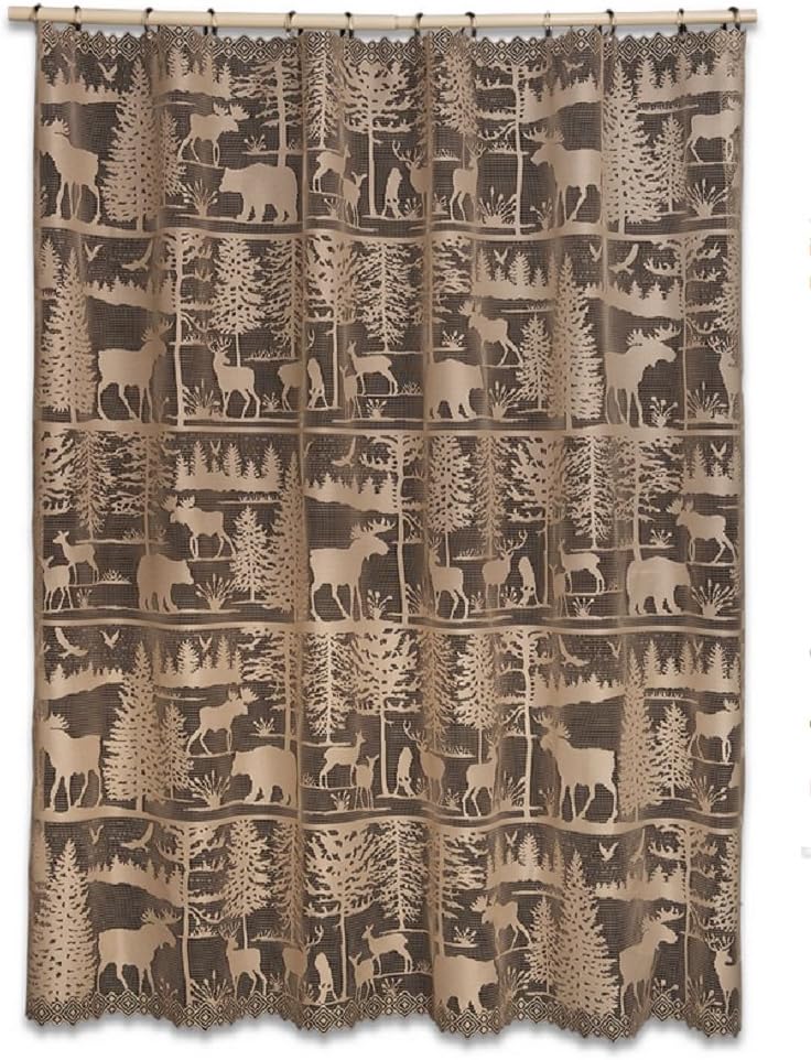 Heritage Lace Lodge Hollow Shower Curtain, 72" Wide x 72" Drop, Natural