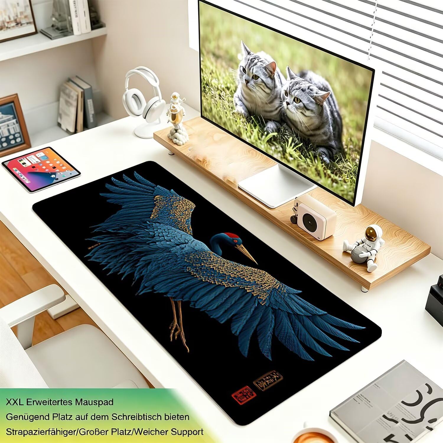 Tappetino Mouse Gaming XXL, Grande Mousepad 1200x600x4mm nero cane 0x0-227 | Tappetino Scrivania con Base in Gomma Antiscivolo Bordi Cuciti per Computer, PC, Migliora la Precisione e la Velocità