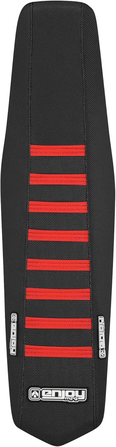 Enjoy Mfg Seat Cover - Compatible with Honda 2017-2020 CRF450 / CRF 450 / CRF450R - All Black/Red Ribs #155