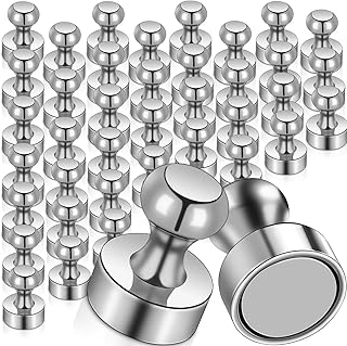 40Pcs Fridge Magnets Small Round Refrigerator Magnets, Strong Push Pin Magnets, Neodymium Magnets Metal Magnetic Push Pin Magnets, Whiteboard Magnets for Home, Kitchen, Office, Map Decorative