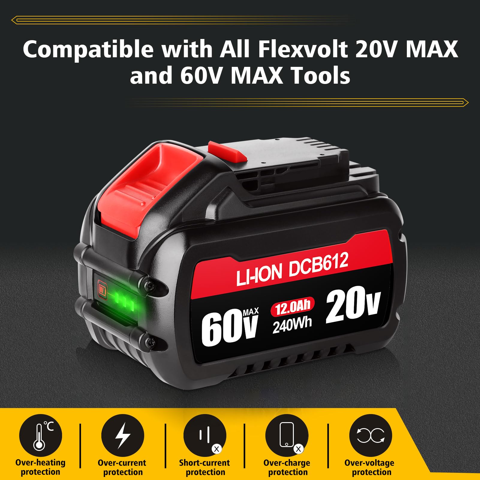 DEWALT DCB606 DCB609 DCB609G DCB612 20V/60V MAX* FLEXVOLT