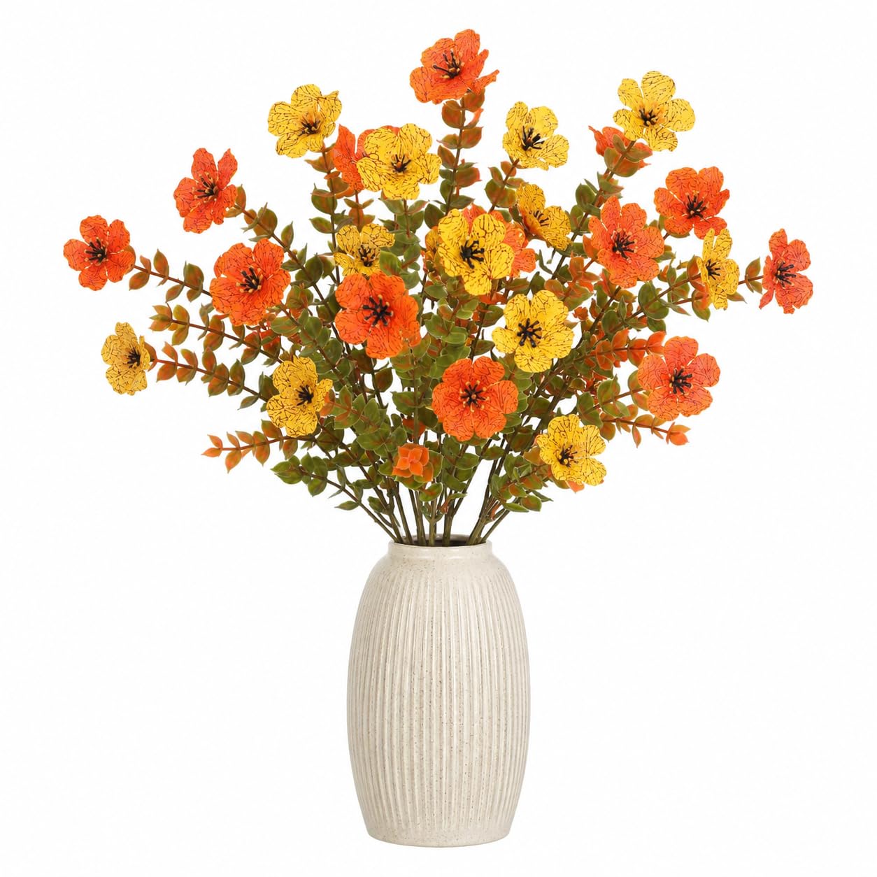 CYMYGS 6Pcs Autumn Artificial Flowers, Orange Yellow Fake Flower Stems