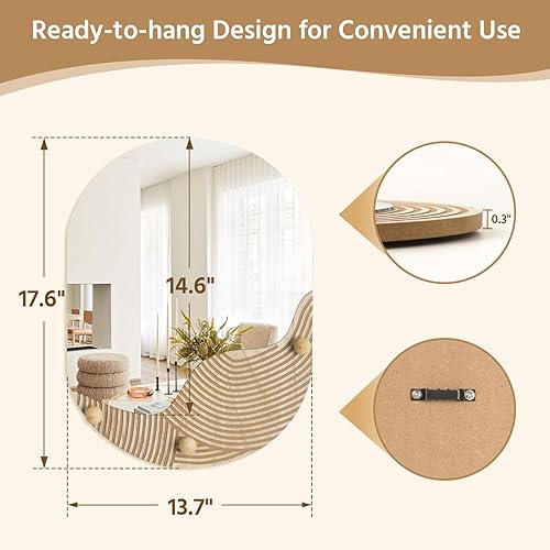 Miniatura 4 de Espejo bohemio para decoración de pared para el hogar, oficina, apartamento, 17.6 pulgadas, espejo decorativo de pared para entrada, porche, jardín,