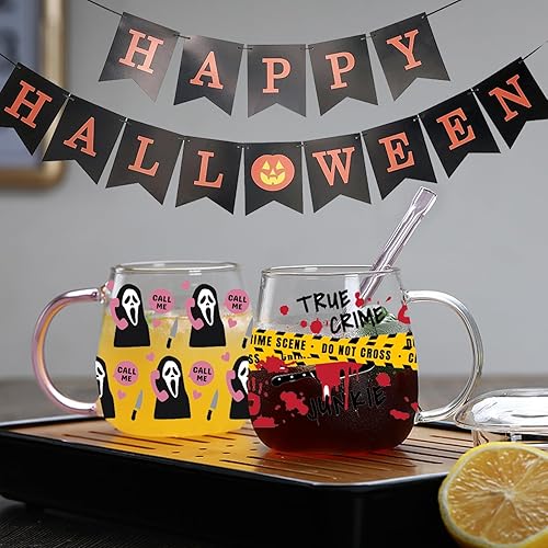 Miniatura 4 de Adhesivos UV DTF para envolver y transferir vasos, calcomanías de vidrio de 16 onzas, impermeables, para manualidades y vintage (Serie de Halloween,
