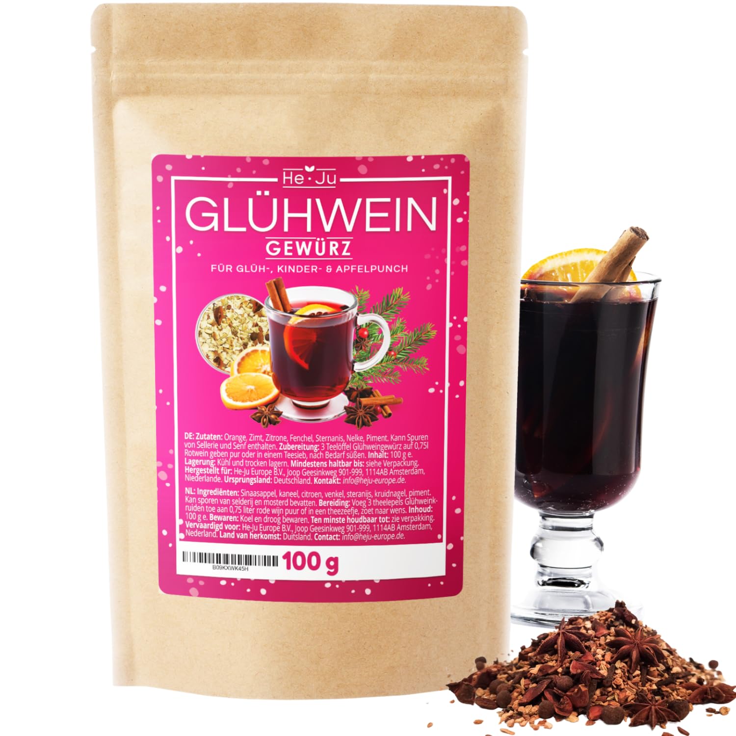 He-Ju Glühweingewürz 100g | Punsch Gewürzmischung, vegan, glutenfrei