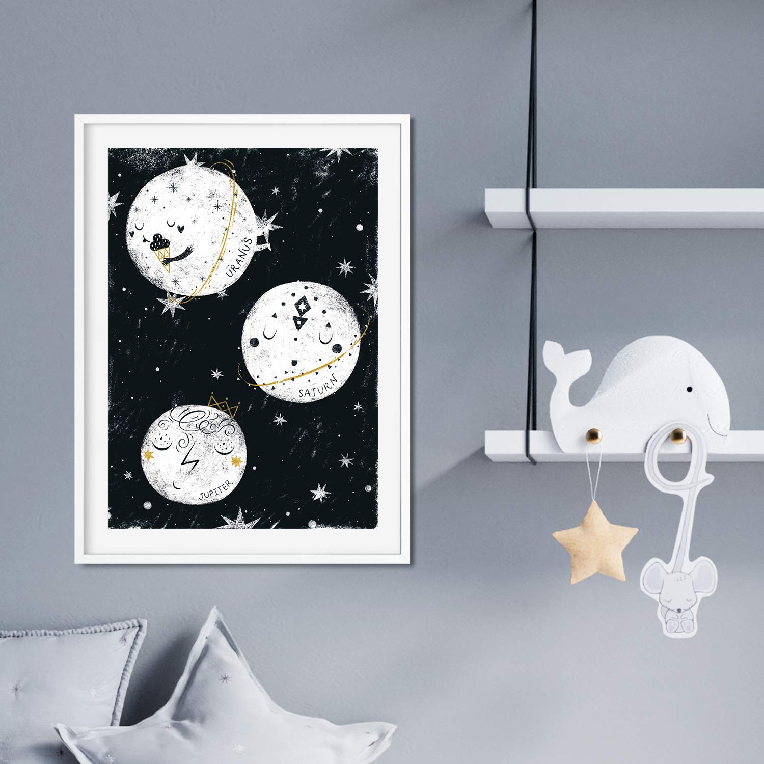 Nacnic Set of 3 posters for children and children's room Scandinavian style and size planets A3Lunas unframed - Image 3