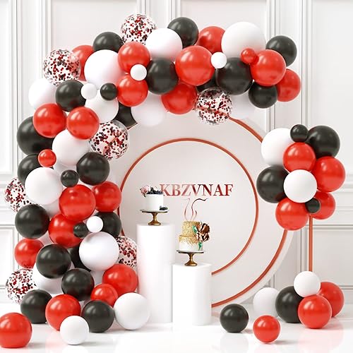 Kit de guirnalda de globos de oro blanco y negro, 100 piezas de globos de látex de confeti negro blanco metálico dorado y dorado para decoración de