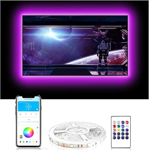 Vista 24 de DAYBETTER Luces LED para TV, tira de luces LED de 9.8 pies para TV de 32 a 55 pulgadas, retroiluminación LED de TV RGB, sincronización de música