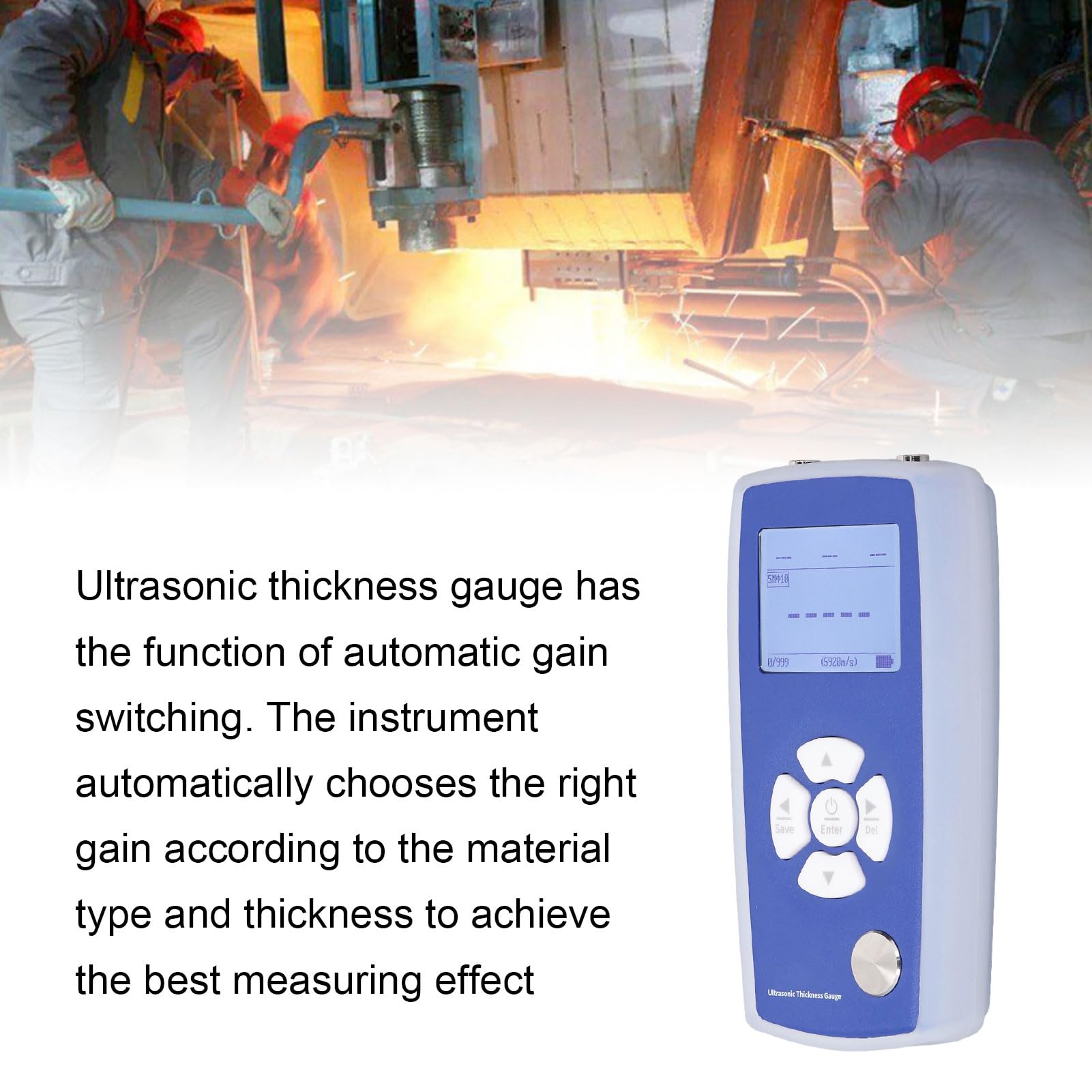 Digital Industrial Pipe Thickness Gauge Meter for Metal Plastic 0.01 Resolution 1-320mm Range