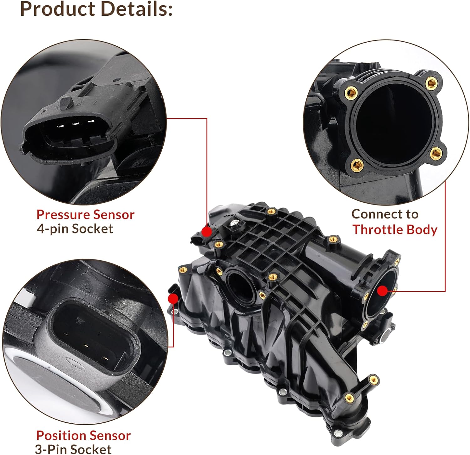 68492577AA Intake Manifold with Gasket w/Sensor Compatibile with 2014-2018 Ram 1500 3.0L V6 Diesel/for 2014-2019 Jeep Grand Cherokee Replaces 68211167AA,68211167AB,68211167AC