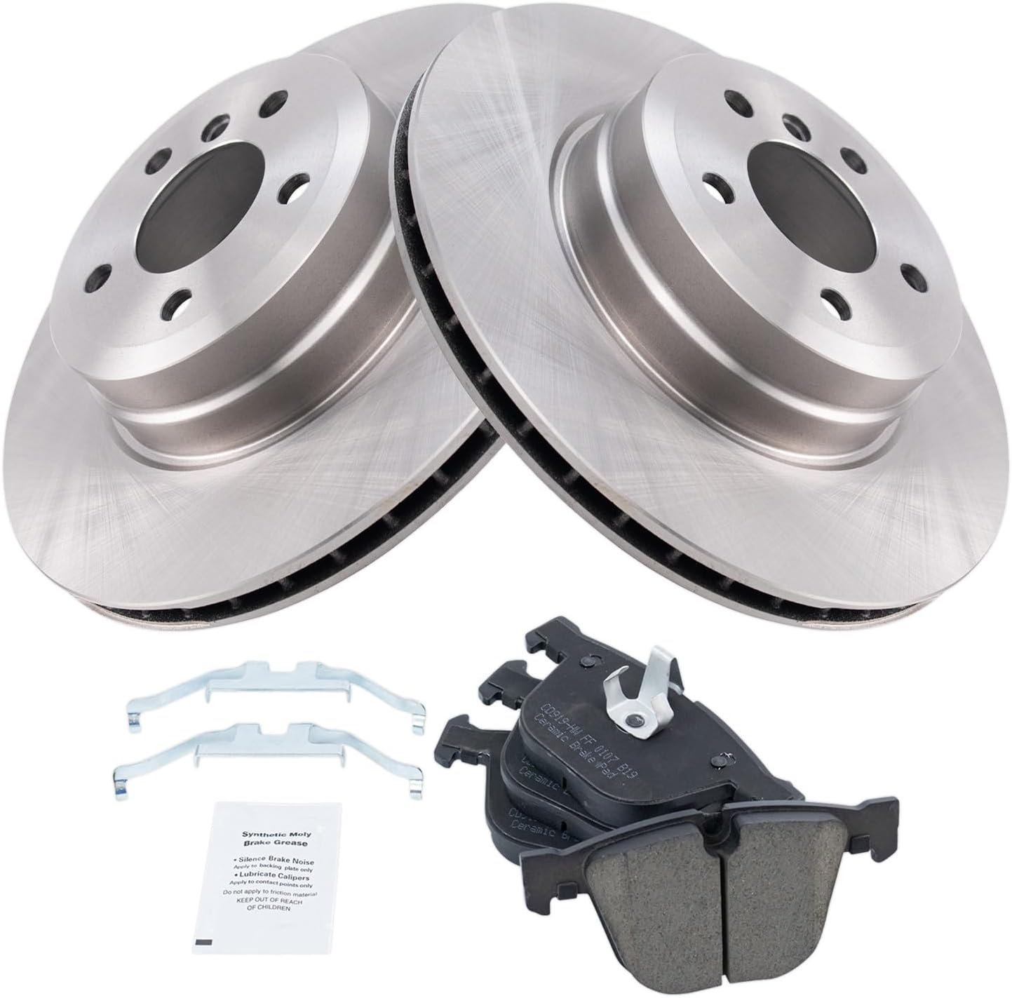 TRQ Rear Brake Pad and Rotor Set Ceramic Compatible with 2007-2018 BMW X5 2008-2019 X6