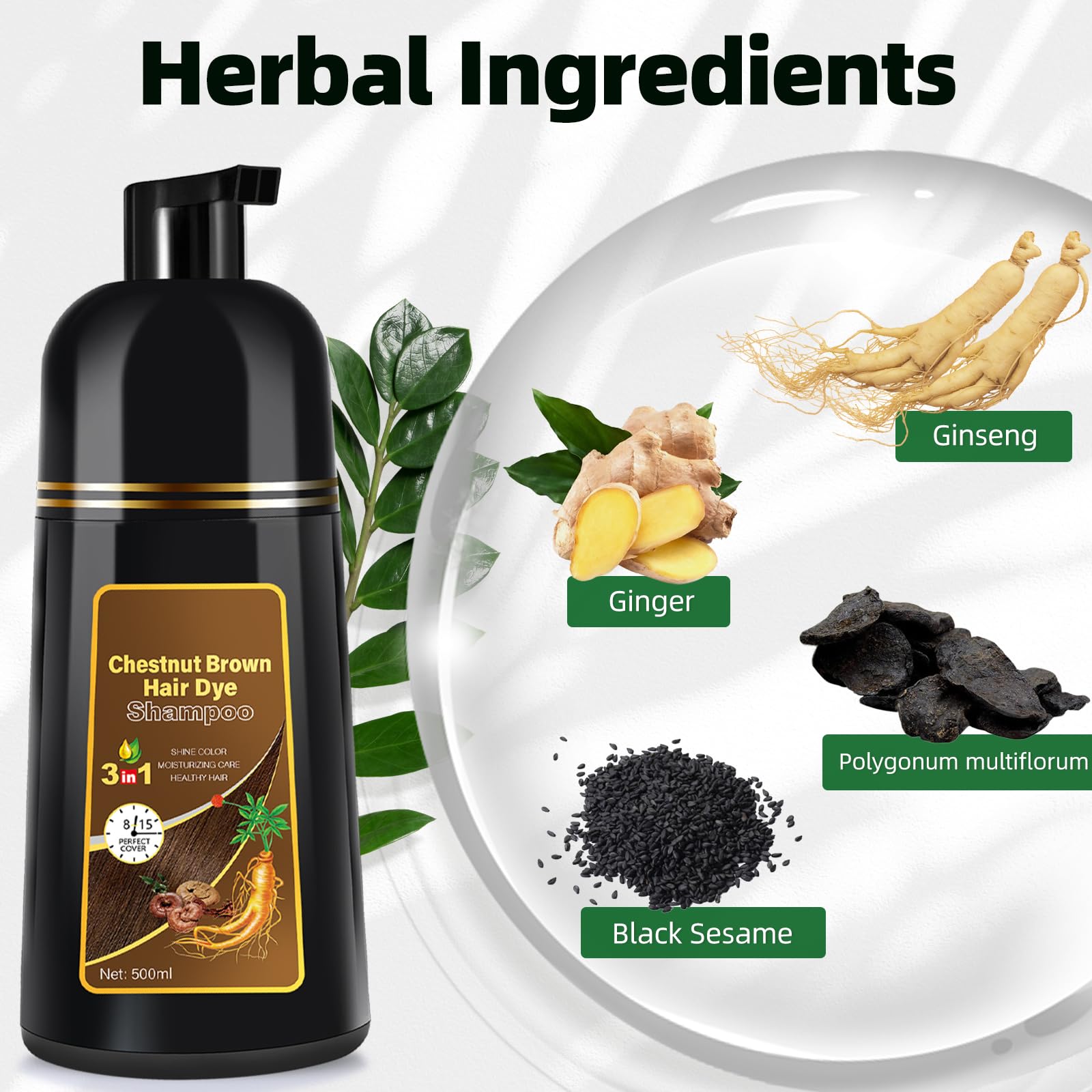3-in-1 Herbal Hair Color Shampoo for Gray Hair
