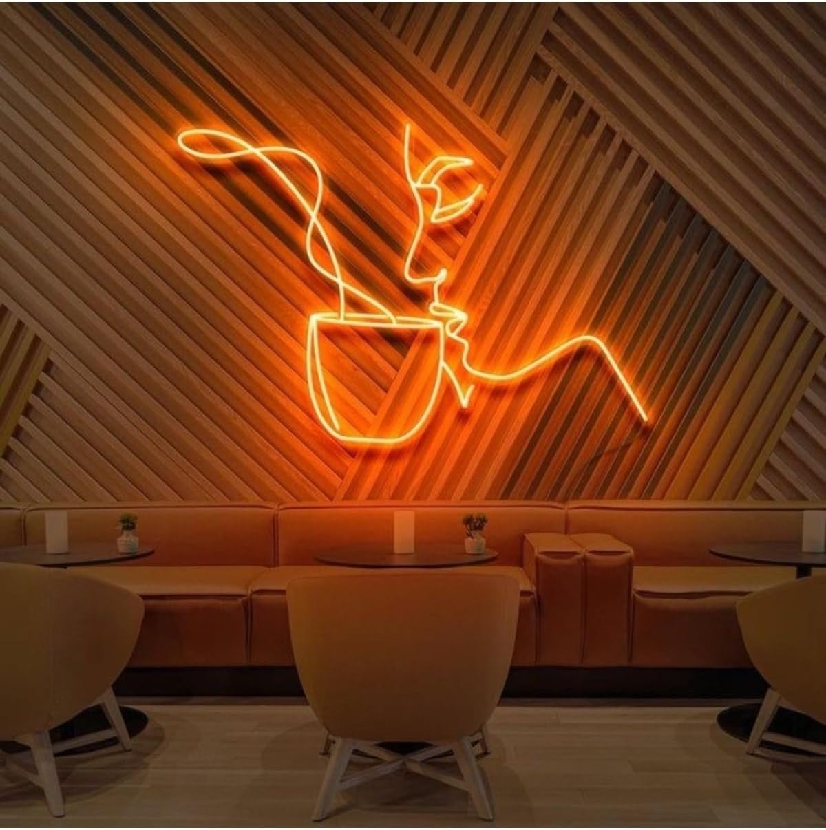 Neon Led Dekoratif Duvar Yazısı Tablo Kahve 50X70Cm