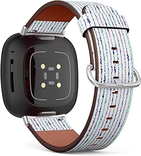 CJBROES Replacement Leather Watch Band, Compatible with Fitbit Versa 3 and Fitbit Sense of Wristband Bracelet Accessory - Grunge Brush