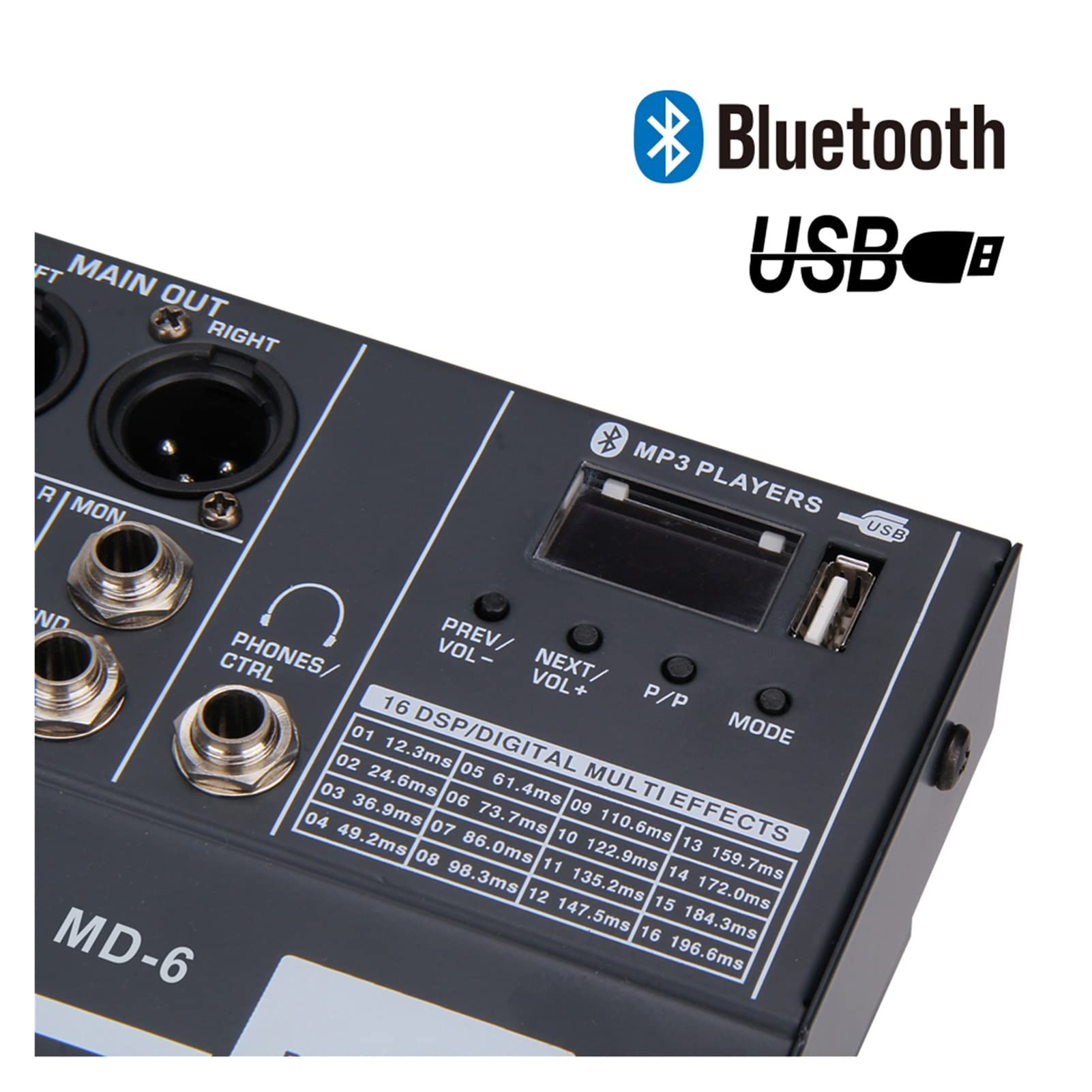 Equipo de DJ para Fiesta, Sonido Limpio !!!Controlador de DJ Digital de Audio for mezcladores de 6 Canales con Potencia Fantasma de 48V USB Ranura for la Etapa de grabación