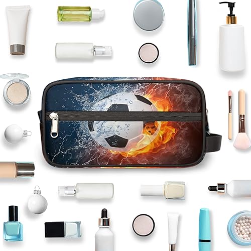 Miniatura 4 de Neceser portátil de viaje, kit de Dopp, organizador de cosméticos, bolsa de maquillaje, bolsa de afeitado para ducha para hombres y mujeres, Fútbol