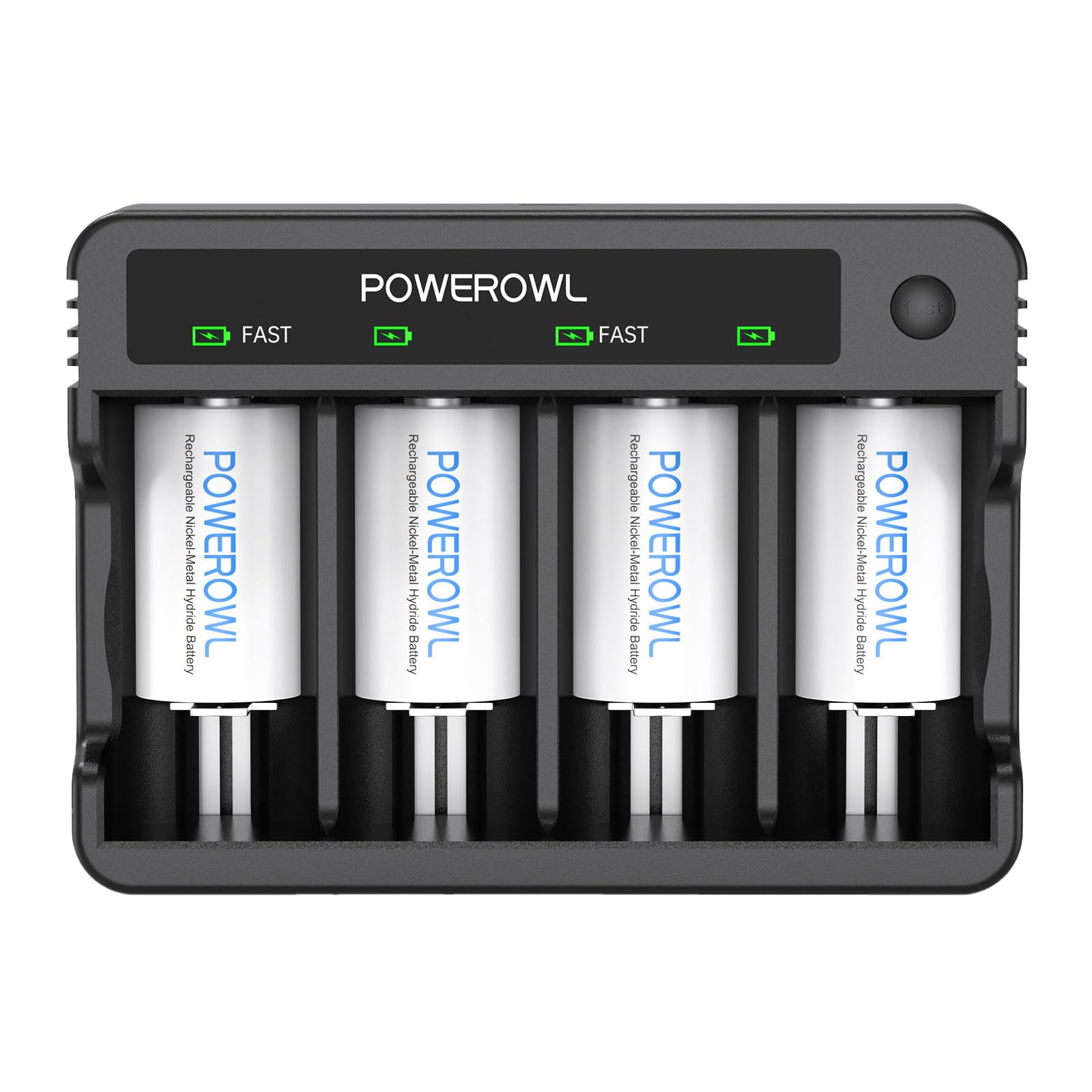 POWEROWL Rechargeable C Batteries with Charger, USB Quick Charging, Universal Battery Charger (ZN452E)