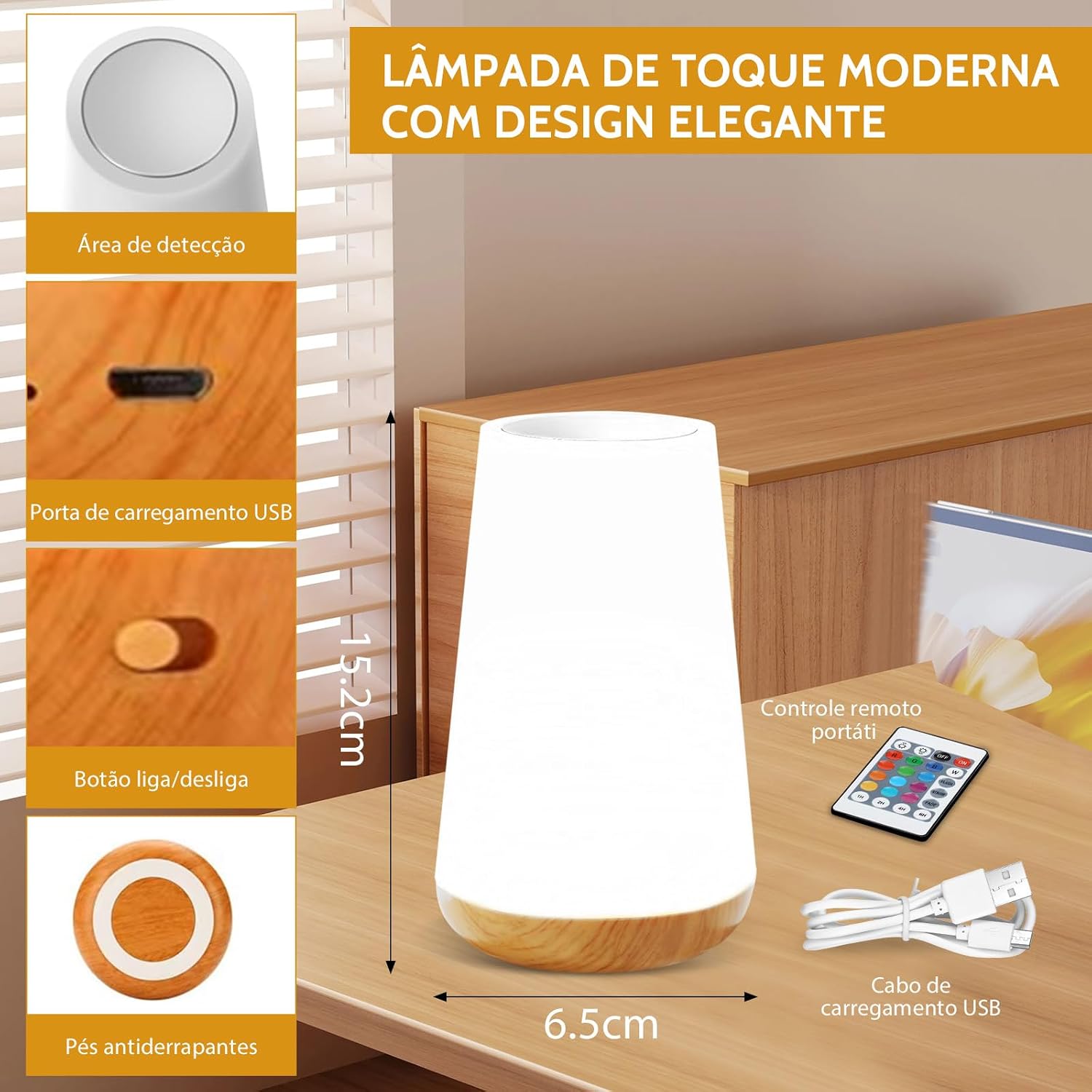 Luminaria de Mesa, Luminaria de Mesa Led, Luminaria Inteligente RGB, 13 Cores, Controle Remoto, Portátil, Touch, USB, Recarregável Luminaria de Mesa, Luminaria de Mesa Led, Luminaria Inteligente RGB, 13 Cores, Controle Remoto, Portátil, Touch, USB, Recarregável