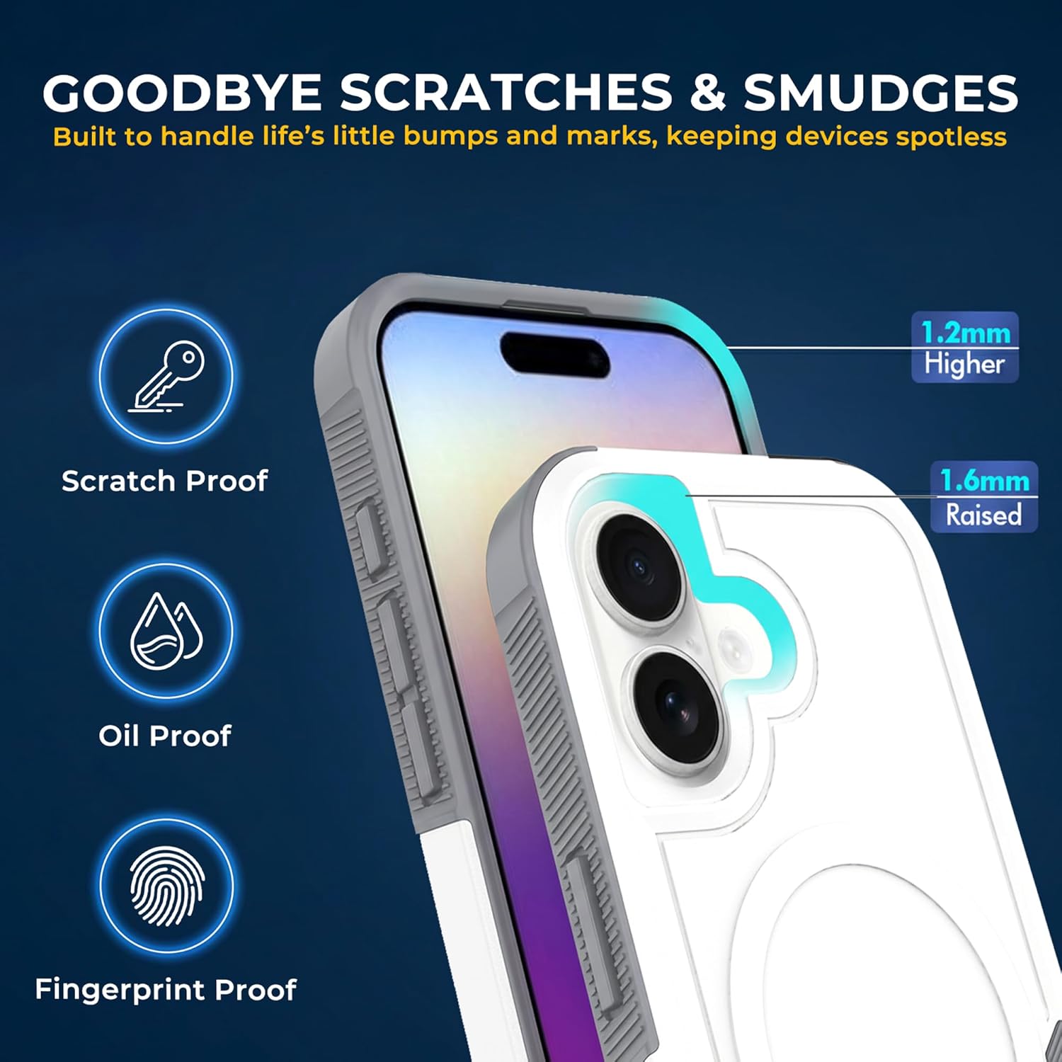LOOXER® Defender Series Case for iPhone 17 (6.3”) | Military-Grade Rugged Shockproof Protection, MagSafe Compatible + Tempered Glass Screen Protector Included (White, 17)