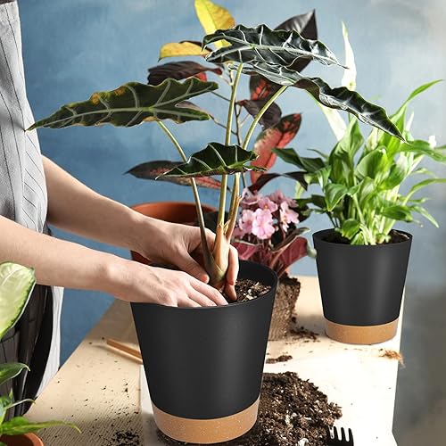 Miniatura 59 de GARDIFE 10/9/8 inch Plant pots, planters for Indoor Plants, self Watering Plant Pot, Flower pots, Black