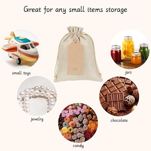 Miniatura 4 de Tapleap Bolsas de arpillera de 5 x 7 con cordón, 30 bolsas de regalo para envolver recuerdos de Pascua, manualidades, velas, recuerdos