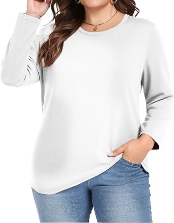 HLTPRO Long Sleeve Shirts for Women - Plus Size Workout Athletic Yoga Casual Crewneck Oversized Trendy Tops for Gym