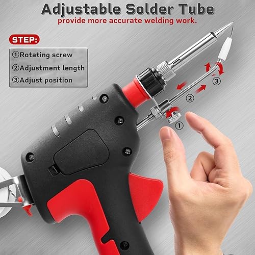 Miniatura 6 de Kit de soldadura de soldador inalámbrico, 60 W, 392.0-842.0 F, temperatura ajustable, soldador con una sola mano con batería de 20 V, pistola de