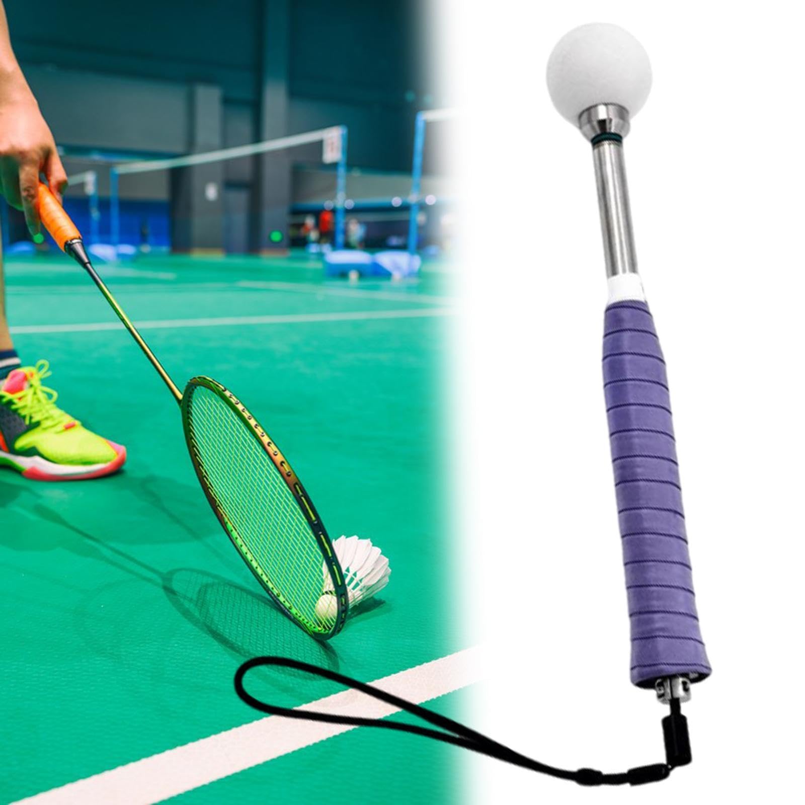 Badmintonschläger-Schwunghilfe mit Griffband, Handgelenksstärker Trainingsgerät für Schwungkraft, Griffstärke und Handgelenk