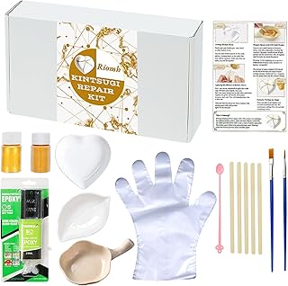 Kintsugi Repair kit, Pottery Repair kit Comes with Two Mini Practice Ceramic Bowls for Starter, Kintsugi Craft Repairs Your Meaningful Pottery