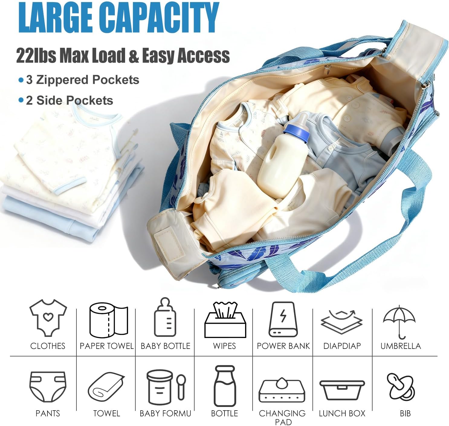 Baby Diaper Bag Set, Large Baby Doll Diaper Backpack with Changing Pad & Pacifier Case, Travel Girl/Boy Tote Bags