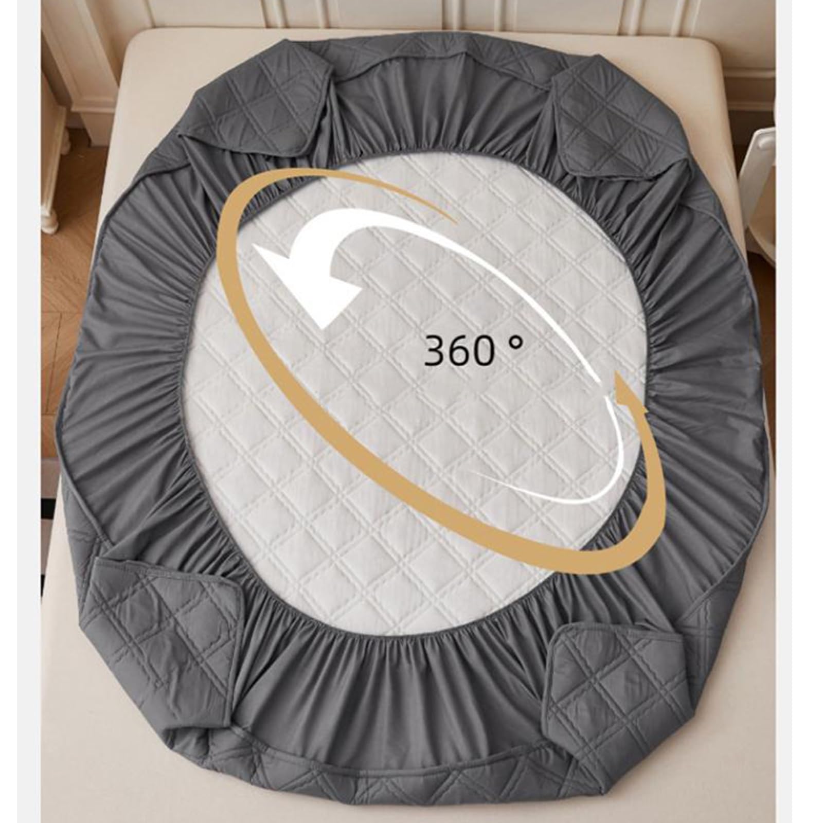 Wasserdichter Matratzenschoner 150x200 cm Spannbettlaken, Super saugfähig, für 30CM Hohe Matratzen, Kuschelig weich(Gray,153 * 203cm (2*Pillowcases))