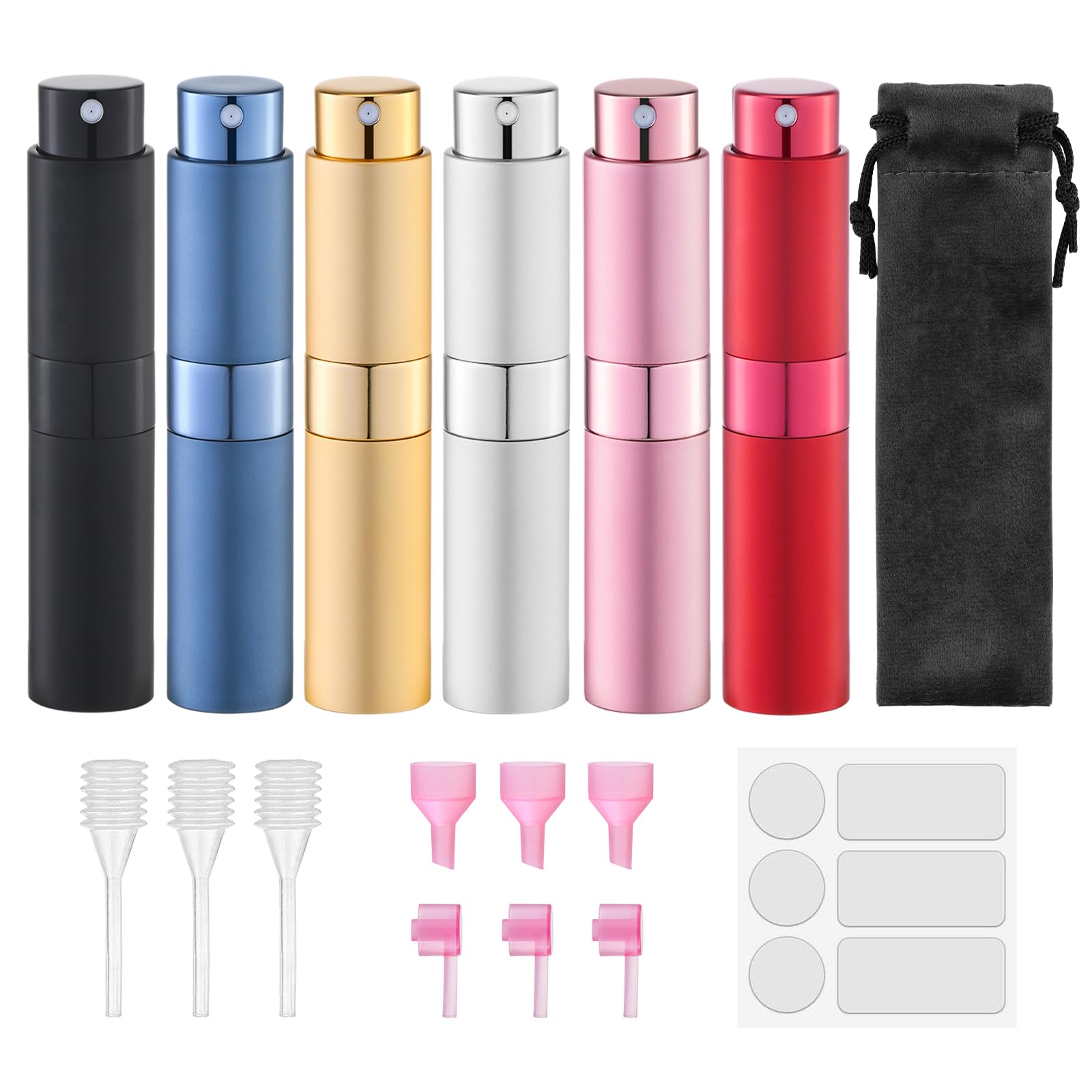 Lulupack Travel Perfume Bottle Refillable, 8ml Cologne Spray Atomizer, 6PCS