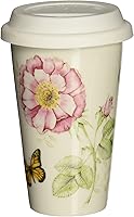 Lenox Butterfly Meadow 10oz Thermal Travel Mug - Insulated Porcelain Coffee Cup with Vibrant Butterflies & Flowers