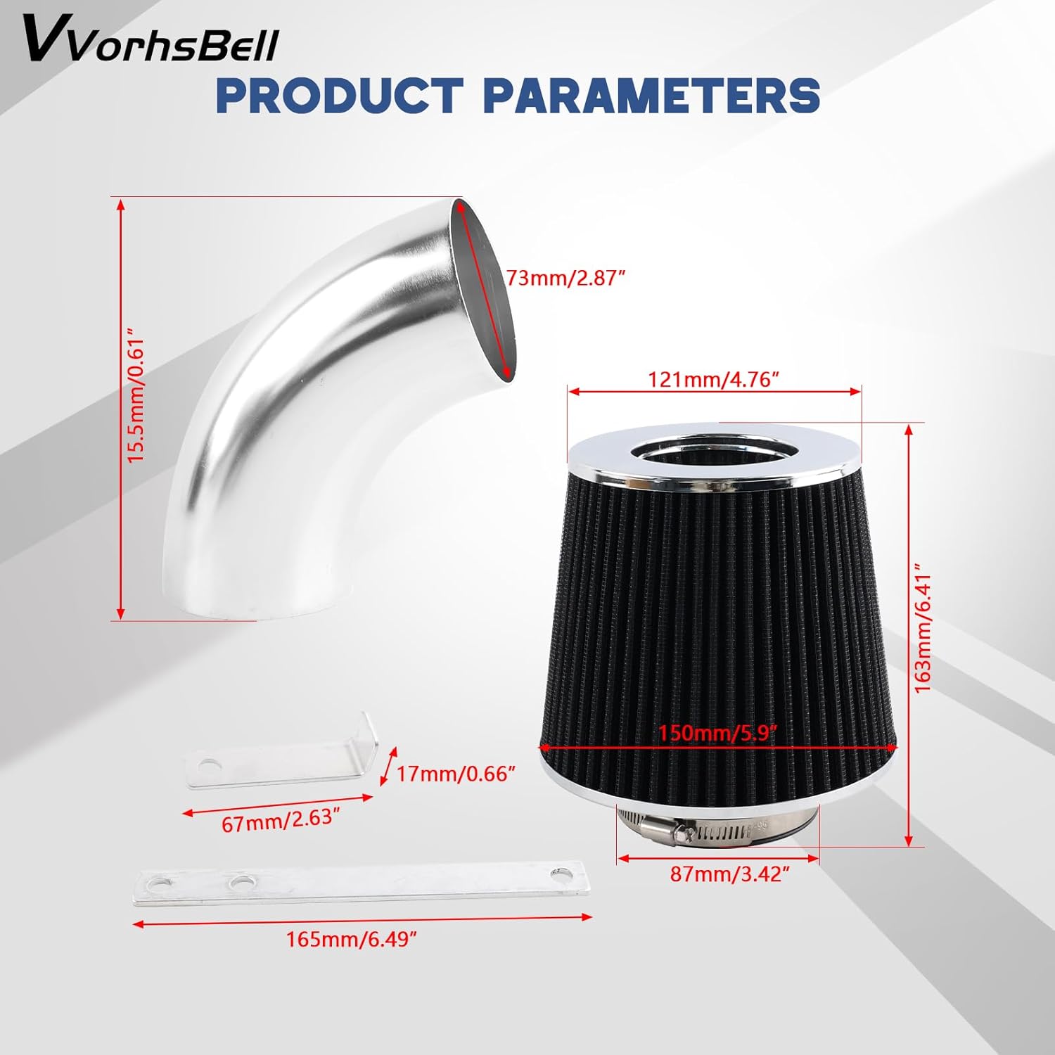 Short Ram Air Intake Kit Compatible with 1999-2005 BMW E46 323i 325i 328i 330i M54 I6 Engine High Performance Aluminum Intake System Washable Air Filter, Horsepower Boost