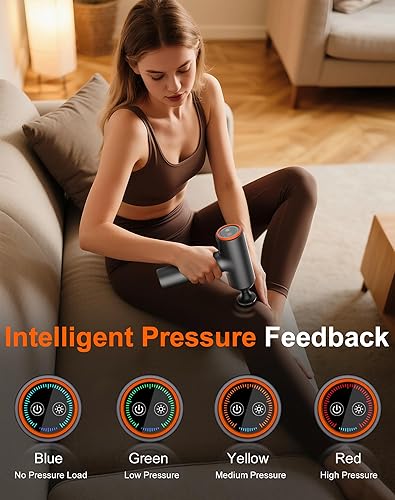Miniatura 8 de arboleaf Pistola de masaje térmico de tejido profundo con calor, masajeador de percusión muscular de mano con cabeza de metal, 6 reemplazos para