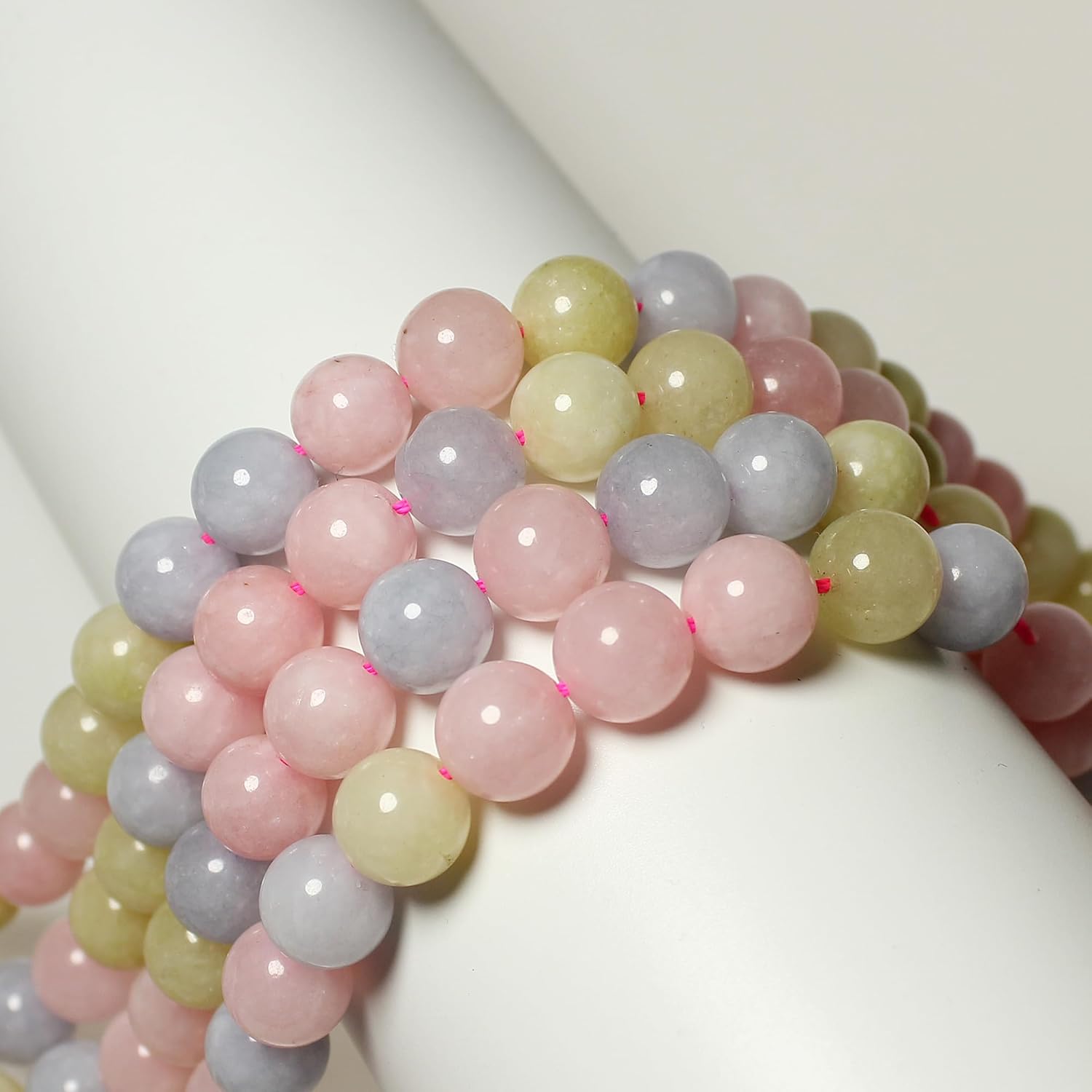 MJDCB Stone Beads 8mm 43pcs Round Morganite Color Jade Loose Gemstone Bead Charms for Jewelry Making Bracelet Necklace Earring Pendant - Image 2