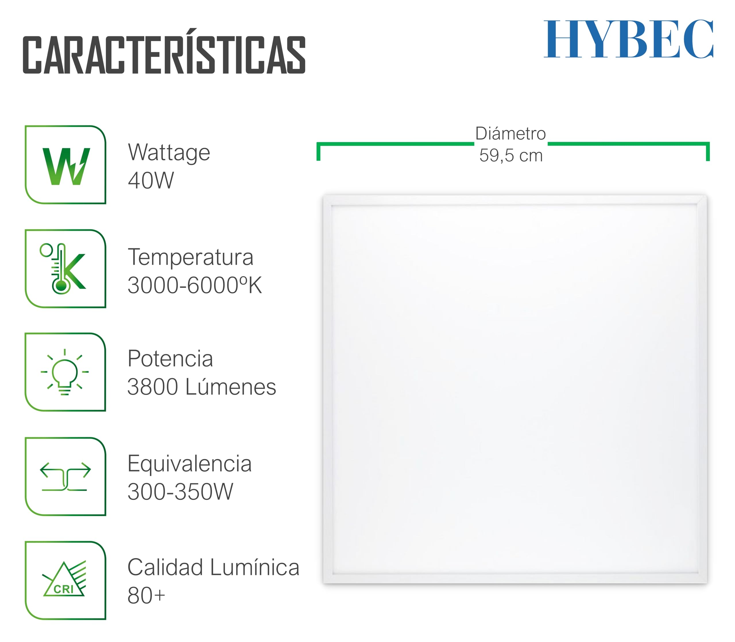 Panel LED 60x60 para Techo Desmontable, Pantalla LED para Cocina, 40W 6000ºK (Pack 6)