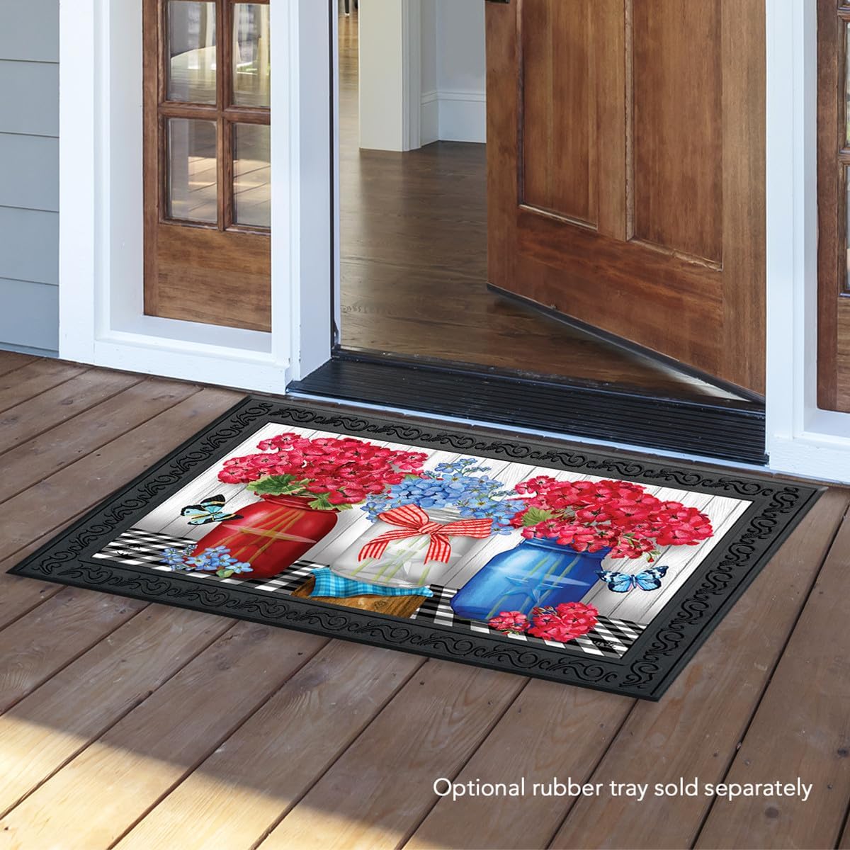 Briarwood Lane Red White and Blue Jars Floral Doormat