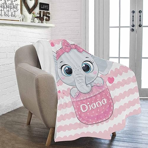 Miniatura 166 de Artsadd Personalized Baby Blanket for Boys Girls with Name, Custom Baby Name Blanket with Unicorn Pattern Customized Name Receiving Swaddle Throw
